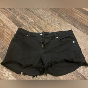 7 For All Mankind Black Frayed Jean Shorts